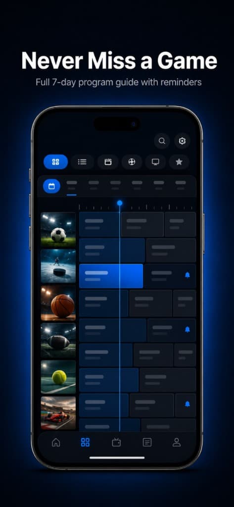 Program guide with live schedule on iPhone